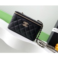 CHANEL Long Vanity with chain IN Shiny Grained Calfskin AP4530 black 2025