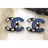 Chanel Sea CC Stud Earrings Blue/Black/White 2018