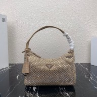 Prada Sequins Re-Edition 2000 Nylon Mini Hobo Bag 1NE515 APRICOT 2021