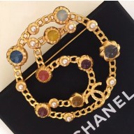 Chanel No.5 Brooch AB0294 Gold/Yellow/Blue/Red/Pearly White 2018