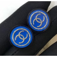 Chanel Sea CC Round Stud Resin Earrings Blue 2018