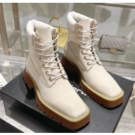 Alexander Wang Throttle Lace-Up Ankle Boots in Nubuck Leather white 1106-2024