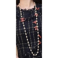 Chanel Long Necklace AB0486 Gold/Pearly White/Orange/Pink 2018