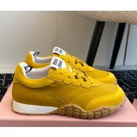 Miu Miu Low-Top Nylon & Leather Sneakers yellow 2025