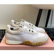Miu Miu Low-Top Nylon & Leather Sneakers avorio 2025