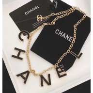 Chanel Chain Necklace with CHANEL Logo Pendant Gold/Black 2018