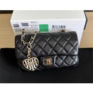 CHANEL BLACK LAMBSKIN Classic Mini Bag with hook AP4760 black 2025