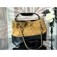 Chanel Beige & Black Suede Calfskin, Shiny Lambskin & Gold-Tone Metal Small Shopping Bag AS5634 2025