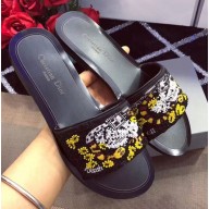 Dior Tarot Mules In "Death" Embroidered Fabric With Beads 2018