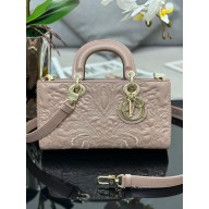 Dior Medium Lady D-Joy Bag in pink Quilted-Effect Lambskin with Ornamental Motif 2023