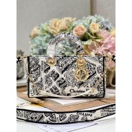 Dior White and Black Plan de Paris printed medium d-joy bag 2023 