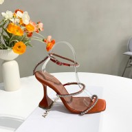 Amina Muaddi orange Gilda 95mm heel Crystal Satin Sandals