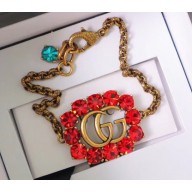 Gucci Crystal Double G Bracelet 605881 Red
