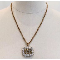 Gucci Crystal Double G Necklace 605895 White