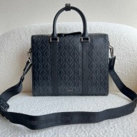 dior Black CD Diamond Canvas and Smooth Calfskin  Lingot Briefcase 2022