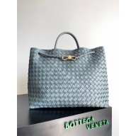 Bottega Veneta Large Andiamo Top Handle Bag in Intrecciato Leather 743575 cloud blue 2023 