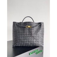 Bottega Veneta Large Andiamo Top Handle Bag in Intrecciato Leather 743575 Black 2023 