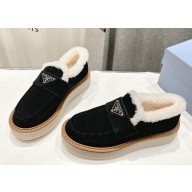 Prada Suede leather loafers black 2024