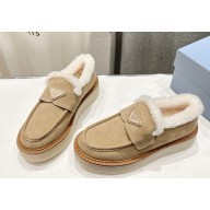 Prada Suede leather loafers beige  2024