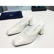 Prada Patent leather mules white heel 9cm 1129-2024