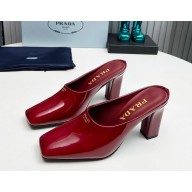 Prada Patent leather mules burgundy heel 9cm 1129-2024