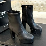 Chanel Short Boots Stretch Lambskin & Lambskin Black G46050 heel 11.5cm 2024