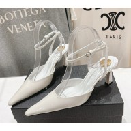 Saint Laurent Aimée 75 satin patent leather slingback pumps white 2024