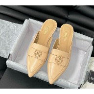Chanel sheepskin pointed slippers beige 1129-2024