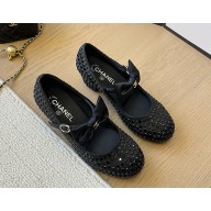 Chanel satin with bow and crystal mary janes black 2024