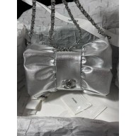 Chanel Bow Clutch in Metallic Lambskin AS5129 silver 2024