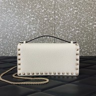 Valentino Garavani Rockstud leather wallet on chain white 2025