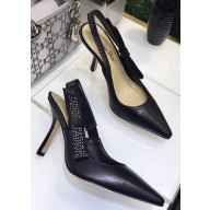 Dior Heel 9.5cm J'Adior Slingback Pumps High-Heeled Shoe in Black With Studs 2018