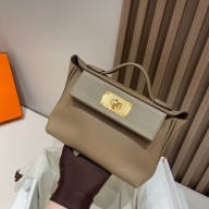 HERMES 24/24 MINI KELLY BAG IN evercolor/swift LEATHER beige de weimar(full handmade)