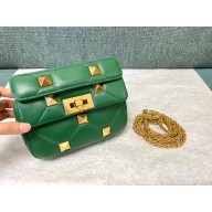 VALENTINO SMALL ROMAN STUD THE SHOULDER BAG IN NAPPA WITH CHAIN 0188S DARK GREEN