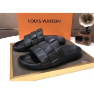 Louis Vuitton men's Waterfront Mule in Maxi Damier rubber black 2023