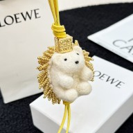 Loewe Hedgehog charm in felt, beads and calfskin  yellow/Soft White 2024