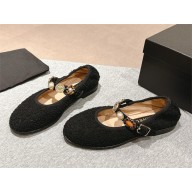 Chanel Wool Tweed, Imitation Pearls & Metal Mary Janes G45778 Black 2024