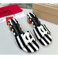 Christian Louboutin timeless CL slippers in striped fabric black 2024