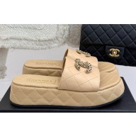 Chanel Lambskin Quilting mules with CC logo beige 2025