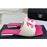 Chanel knit flat mules CC logo rose red 2025