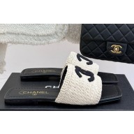 Chanel knit flat mules CC logo black 2025