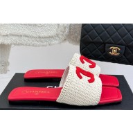 Chanel knit flat mules CC logo red 2025