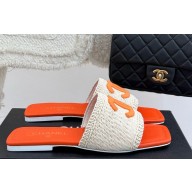 Chanel knit flat mules CC logo orange 2025