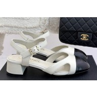 Chanel lambskin & patent sandals black/white 2025