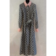 VALENTINO GARAVANI  Embellished belted printed silk-twill midi shirt dress black  2025