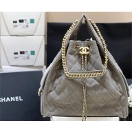 Chanel GRAY large hobo bag in SUEDE LEATHER AS5311 2025(ORIGINAL QUALITY)