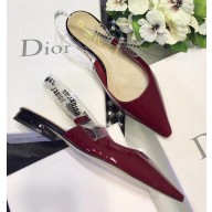 Dior J'Adior Ballet Clear Slingback Pumps Shoe in Patent Leather Burgundy 2018