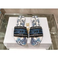 Dior Pastel Midnight Blue Multicolor Embroidered Cotton with Toile de Jouy Mexico Motif  Dway Flat Slide 2024