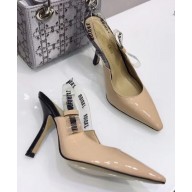 Dior Heel 9.5cm J'Adior Clear Slingback Pumps High-Heeled Shoe in Patent Leather Apricot 2018
