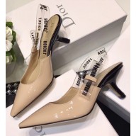 Dior Heel 6.5cm J'Adior Clear Slingback Pumps High-Heeled Shoe in Patent Leather Apricot 2018